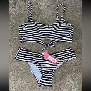 B&W Striped Bikini Set (MEDIUM)
